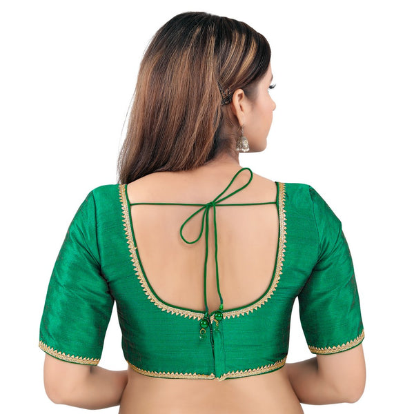 Mulbury Silk Padded Back Open Elbow Sleeves Readymade Blouse