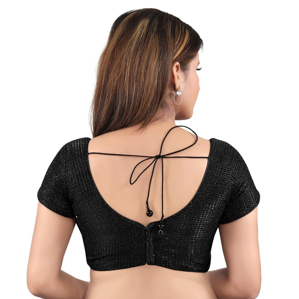 Black Sequence Embroidered Brocade Shimmery Readymade Blouse