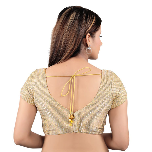 Gold Sequence Embroidered Brocade Shimmery Readymade Blouse