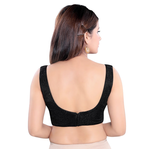 Vamas Women’s Shimmer Padded Back Open Sleeveless Blouse