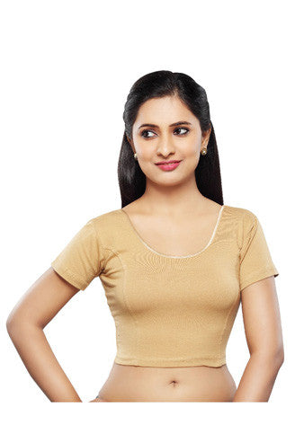 Dark-Gold Cotton Lycra Stretchable Blouse