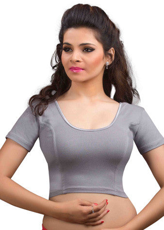 Grey Cotton Lycra Stretchable Blouse