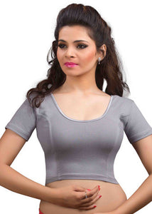 Grey Cotton Lycra Stretchable Blouse