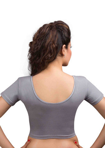 Grey Cotton Lycra Stretchable Blouse