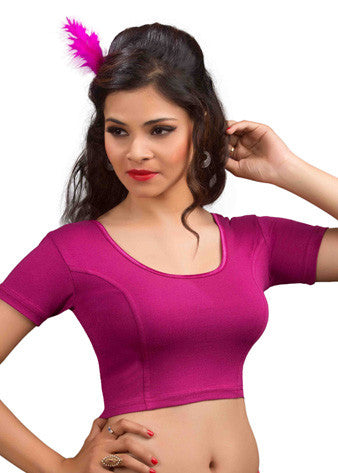 Magenta Cotton Lycra Stretchable Blouse