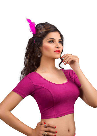 Magenta Cotton Lycra Stretchable Blouse
