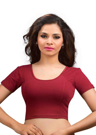 Maroon Cotton Lycra Stretchable Blouse