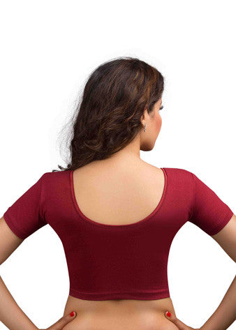 Maroon Cotton Lycra Stretchable Blouse