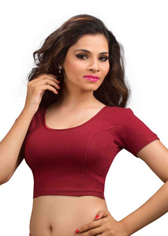 Maroon Cotton Lycra Stretchable Blouse