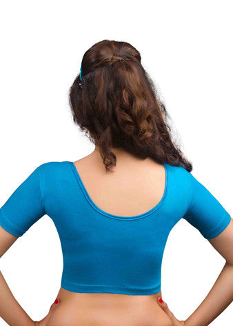 Peacock-Blue Cotton Lycra Stretchable Blouse