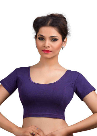 Purple Cotton Lycra Stretchable Blouse