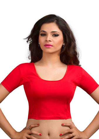 Red Cotton Lycra Stretchable Blouse