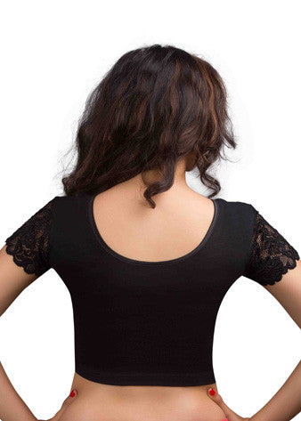 Black Cotton Lycra Stretchable Blouse