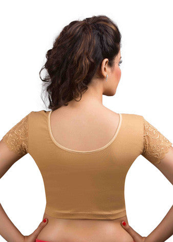 Dark-Gold Cotton Lycra Stretchable Blouse