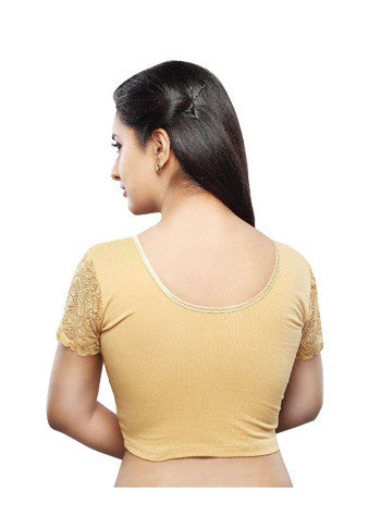Gold Cotton Lycra Stretchable Blouse