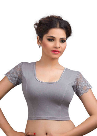 Grey Cotton Lycra Stretchable Blouse