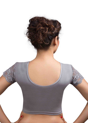 Grey Cotton Lycra Stretchable Blouse