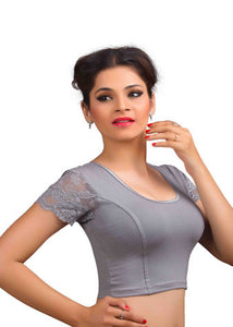 Grey Cotton Lycra Stretchable Blouse