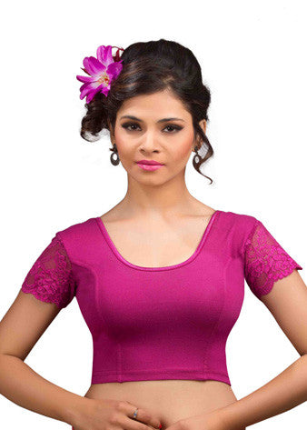 Magenta Cotton Lycra Stretchable Blouse