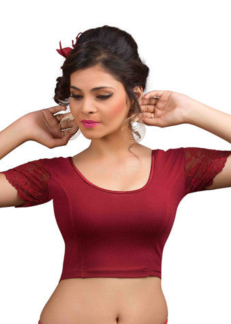 Maroon Cotton Lycra Stretchable Blouse