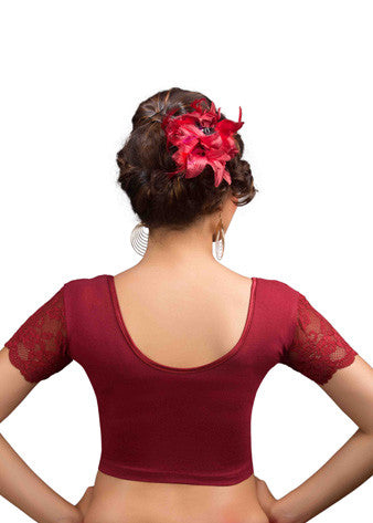 Maroon Cotton Lycra Stretchable Blouse