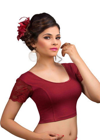 Maroon Cotton Lycra Stretchable Blouse