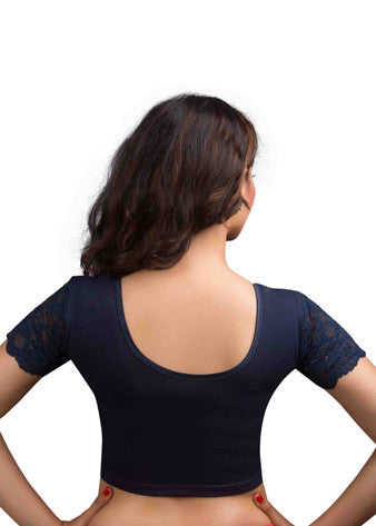 Navy-Blue Cotton Lycra Stretchable Blouse