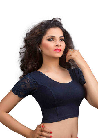 Navy-Blue Cotton Lycra Stretchable Blouse