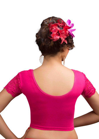 Pink Cotton Lycra Stretchable Blouse
