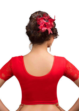 Red Cotton Lycra Stretchable Blouse