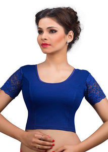 Royal-Blue Cotton Lycra Stretchable Blouse