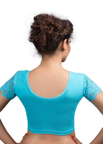 Sky-Blue Cotton Lycra Stretchable Blouse