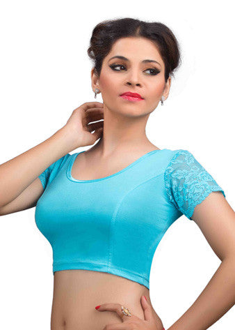 Sky-Blue Cotton Lycra Stretchable Blouse