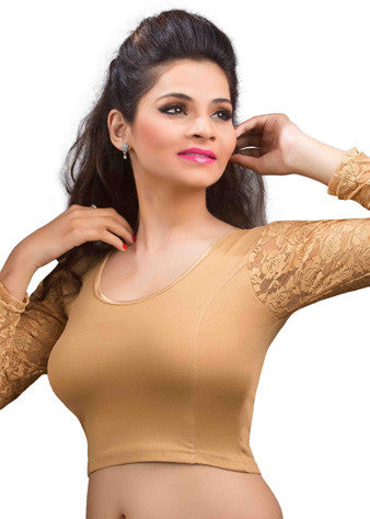 Dark-Gold Cotton Lycra Stretchable Blouse