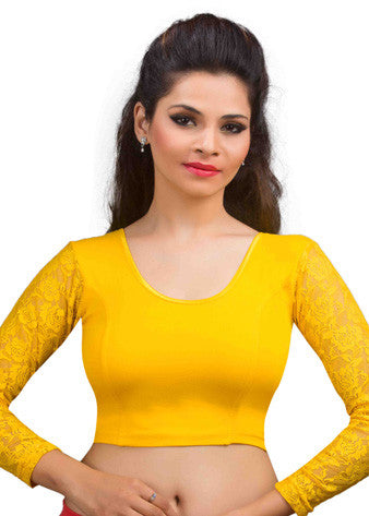 Dark-Yellow Cotton Lycra Stretchable Blouse
