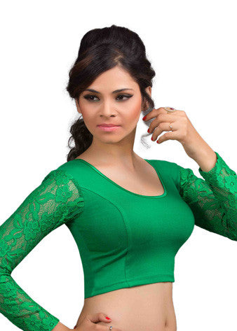 Green Cotton Lycra Stretchable Blouse