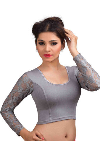 Grey Cotton Lycra Stretchable Blouse