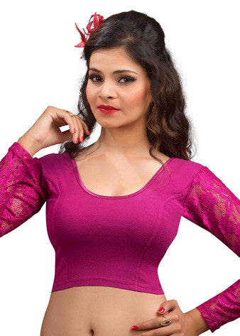 Magenta Cotton Lycra Stretchable Blouse