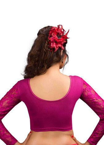 Magenta Cotton Lycra Stretchable Blouse