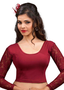  Maroon Cotton Lycra Stretchable Blouse