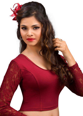  Maroon Cotton Lycra Stretchable Blouse