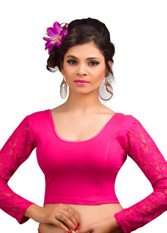 Pink Cotton Lycra Stretchable Blouse