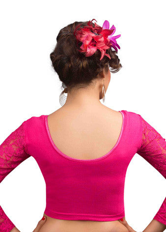 Pink Cotton Lycra Stretchable Blouse