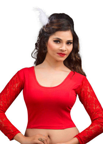Red Cotton Lycra Stretchable Blouse
