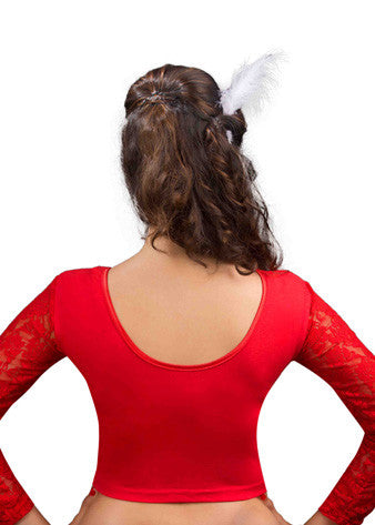 Red Cotton Lycra Stretchable Blouse
