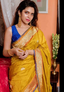Blue Matte Silk Sleeveless Readymade Blouse