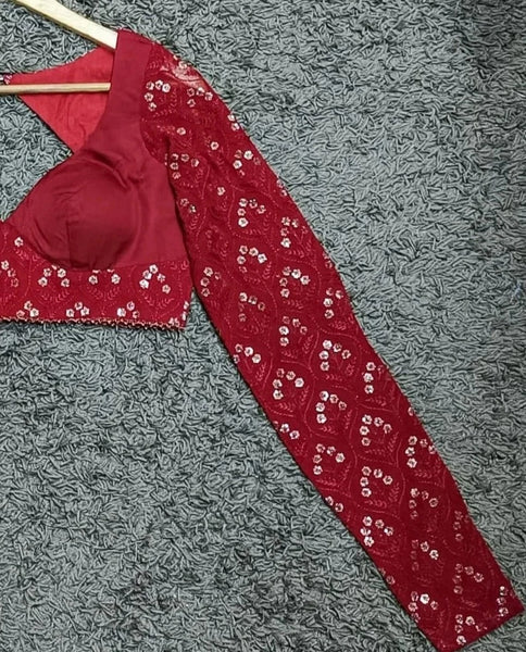 Gorgeous Red Georgette Readymade Blouse