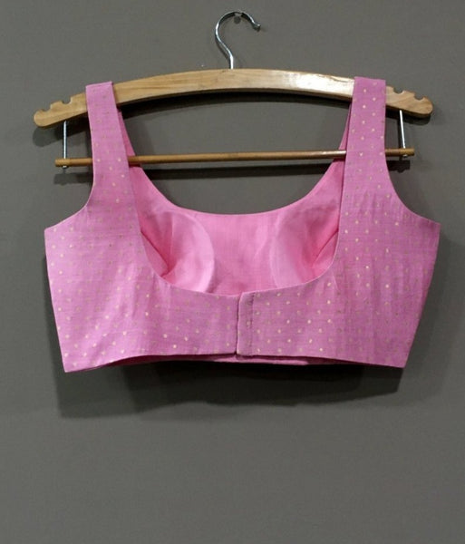 Light Pink Silk Sleeveless Readymade Blouse