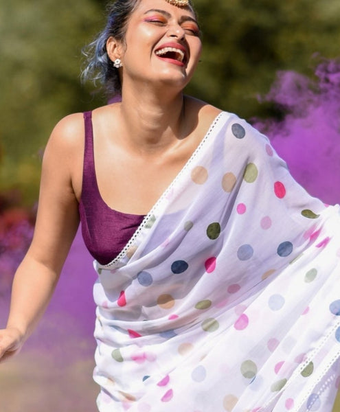 Beautiful Purple Cotton Silk Sleeveless Blouse