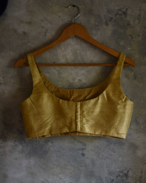 Beige Color Silk Readymade Sleeveless Blouse
